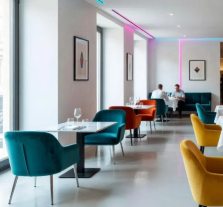 Világos, modern belső tér a Hungarian Poker Lounge étteremben