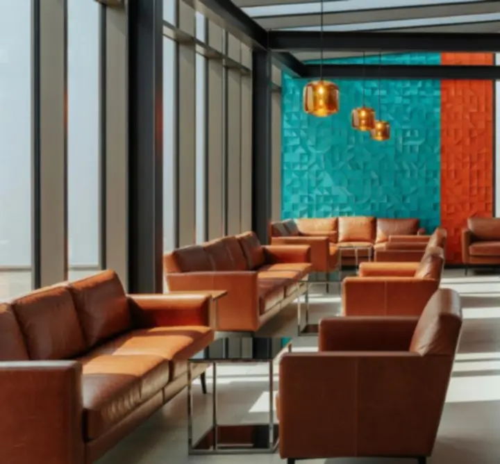 Modern, letisztult belső tér a Hungarian Poker Lounge éttermében.